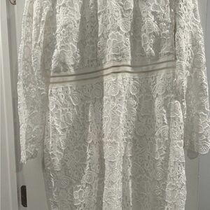 New York & Company White Floral Lace Dress